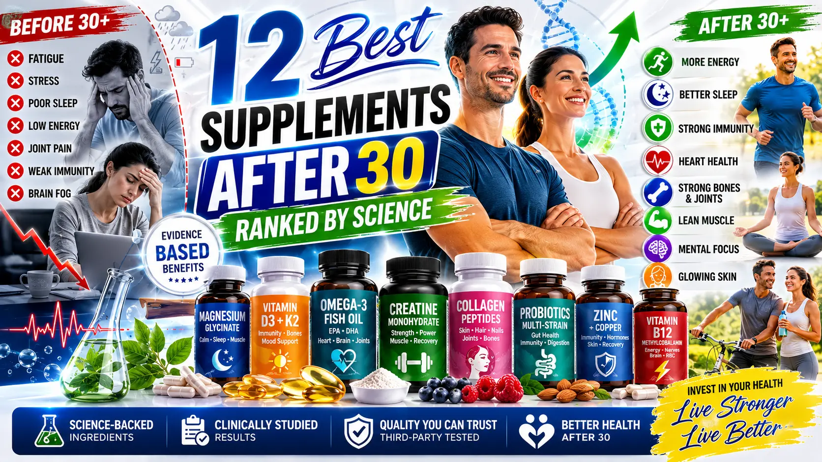 Best Supplements for People Over 30 — Ranked by Science (2025 Guide)